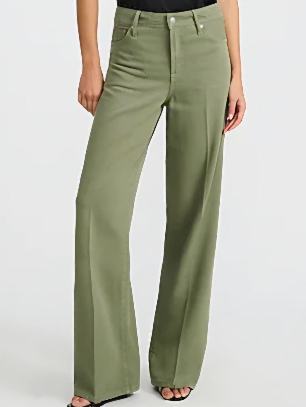 Express Wide Leg High Rise Women’s Olive Green Straight-Leg Chinos